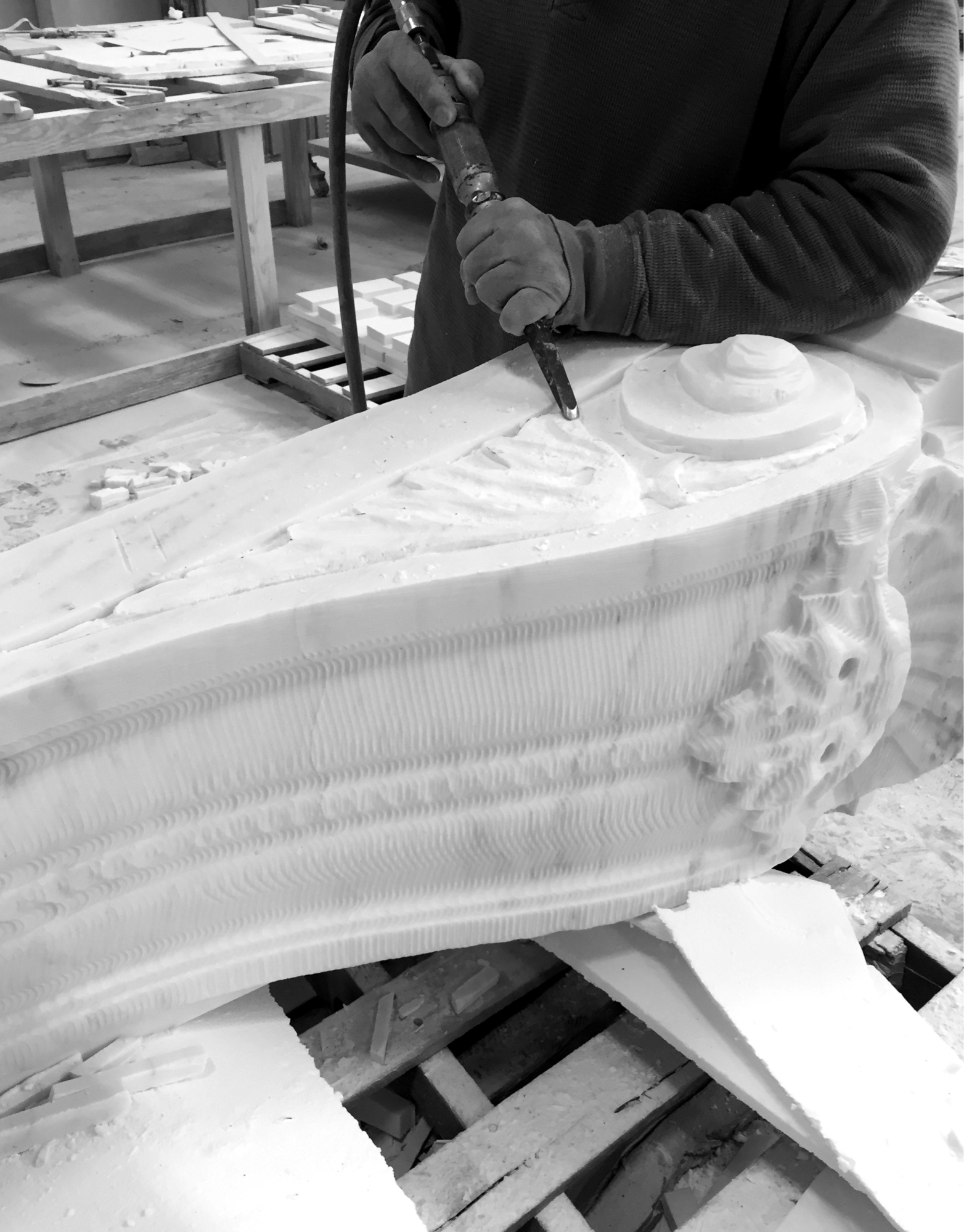 Artisan Stoneworks New York Luxury Stonework Bergdorf Goodman Carving Black & White