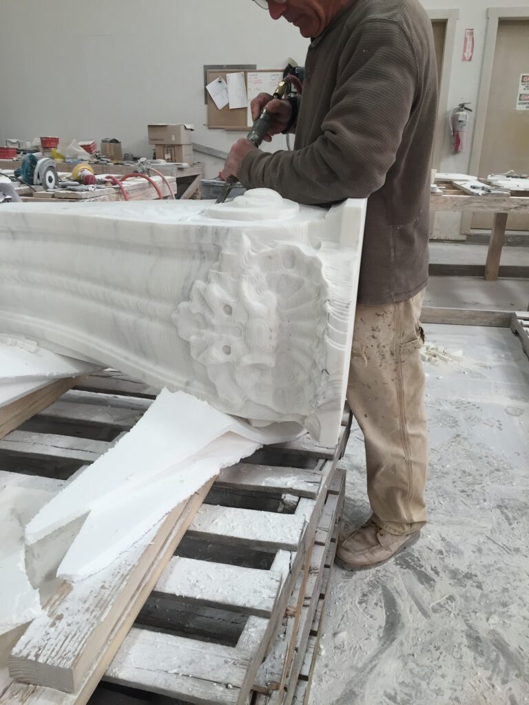 Artisan Stoneworks New York Luxury Stonework Bergdorf Goodman In Progress Carving