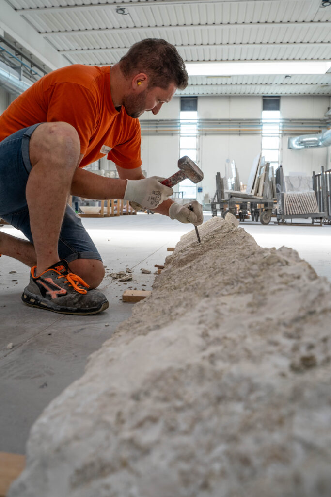 Artisan Stoneworks New York Luxury Stonework David Yurman Miami Design District Hammering