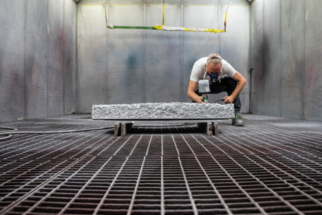 Artisan Stoneworks New York Luxury Stonework David Yurman Miami Design District Spraying Close Up