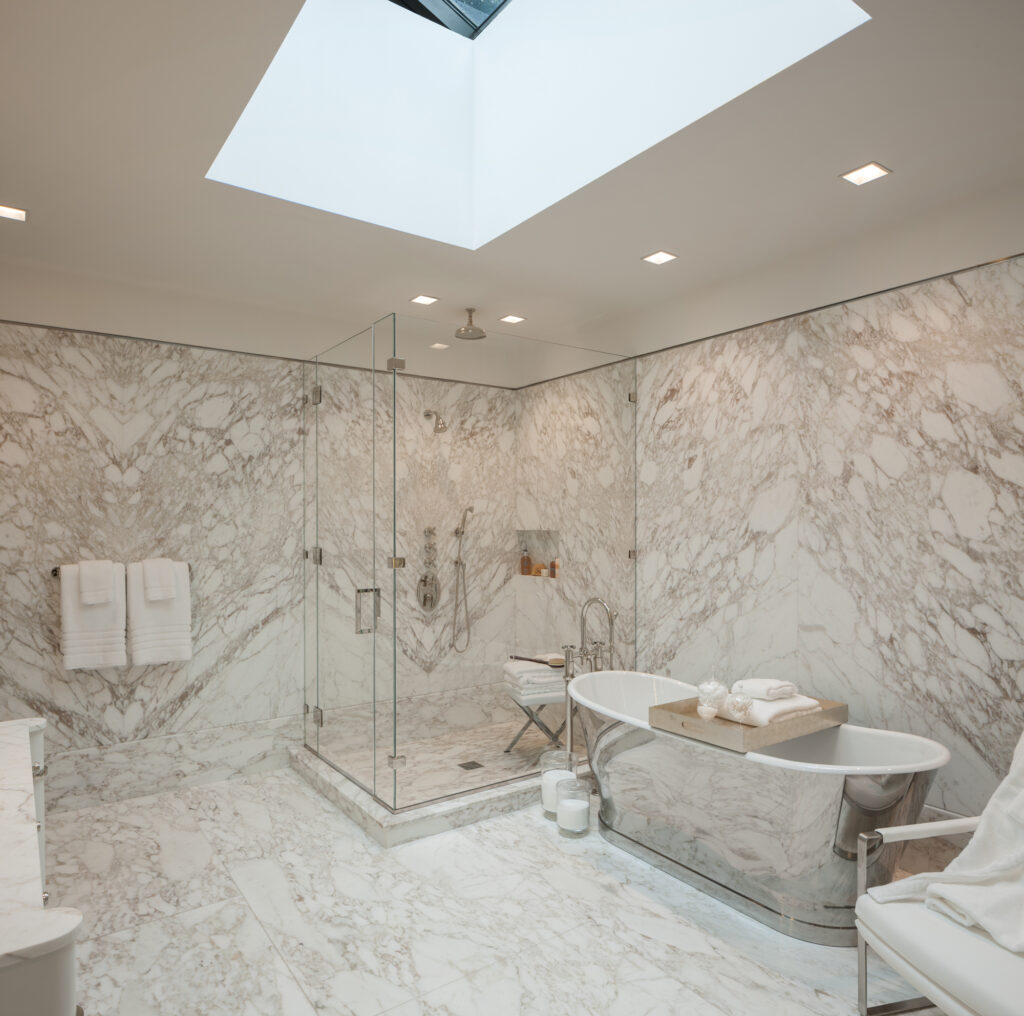 Artisan Stoneworks New York Luxury Stonework Puck Building Residence Master Bathroom Tub & Shower